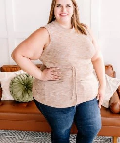 No Ship Drop Ship Say It With Style Mock Neck Top In Caramel Apparel