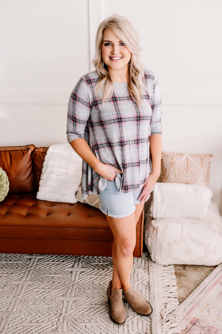 No Ship Drop Ship Apparel Don't Be Such A Square Plaid Print Asymmetrical Top 6 No Ship Drop Ship Apparel Don't Be Such A Square Plaid Print Asymmetrical Top