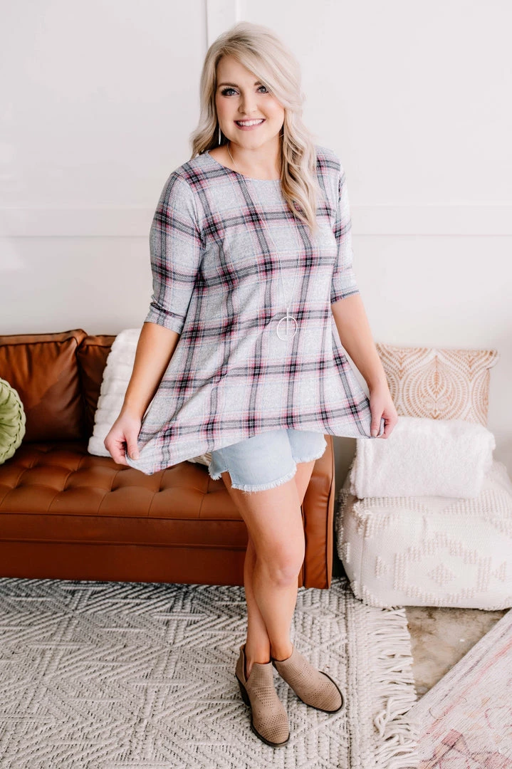 No Ship Drop Ship Apparel Don't Be Such A Square Plaid Print Asymmetrical Top 1 No Ship Drop Ship Apparel Don't Be Such A Square Plaid Print Asymmetrical Top