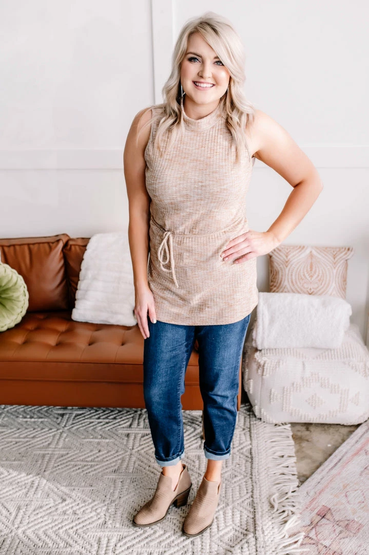 No Ship Drop Ship Say It With Style Mock Neck Top In Caramel (GHG-S) 3 No Ship Drop Ship Say It With Style Mock Neck Top In Caramel (GHG-S)