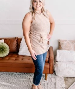 No Ship Drop Ship Say It With Style Mock Neck Top In Caramel Apparel