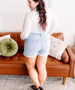 No Ship Drop Ship Twisted Sister Braided Waistband Judy Blue Jean Shorts (GHG-L)