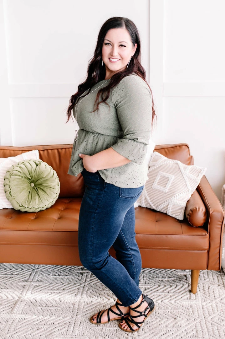 No Ship Drop Ship GHG- Shop Singles Eye Can See Clearly Now Vintage Eyelet Top In Olive (GHG - S, 1XL) 13 No Ship Drop Ship GHG- Shop Singles Eye Can See Clearly Now Vintage Eyelet Top In Olive (GHG - S, 1XL)