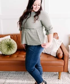 No Ship Drop Ship GHG- Shop Singles Eye Can See Clearly Now Vintage Eyelet Top In Olive (GHG - S, 1XL) 18 No Ship Drop Ship GHG- Shop Singles Eye Can See Clearly Now Vintage Eyelet Top In Olive (GHG - S, 1XL)