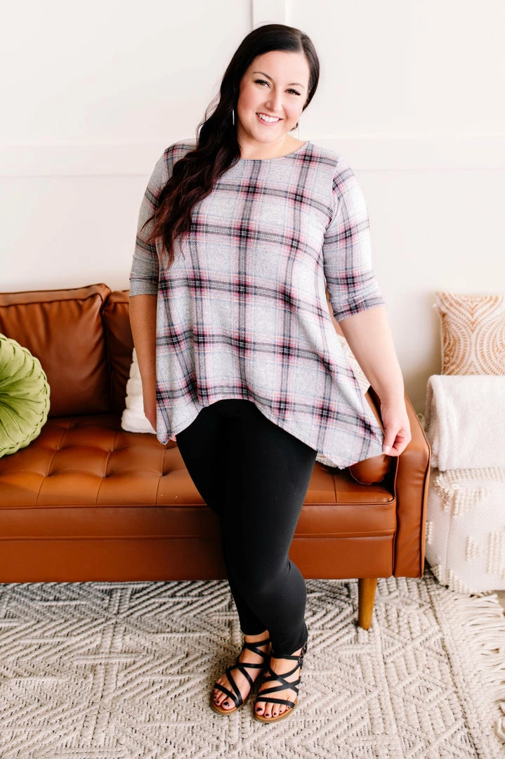 No Ship Drop Ship Apparel Don't Be Such A Square Plaid Print Asymmetrical Top 7 No Ship Drop Ship Apparel Don't Be Such A Square Plaid Print Asymmetrical Top