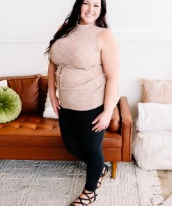 No Ship Drop Ship Say It With Style Mock Neck Top In Caramel (GHG-S) 24 No Ship Drop Ship Say It With Style Mock Neck Top In Caramel (GHG-S)