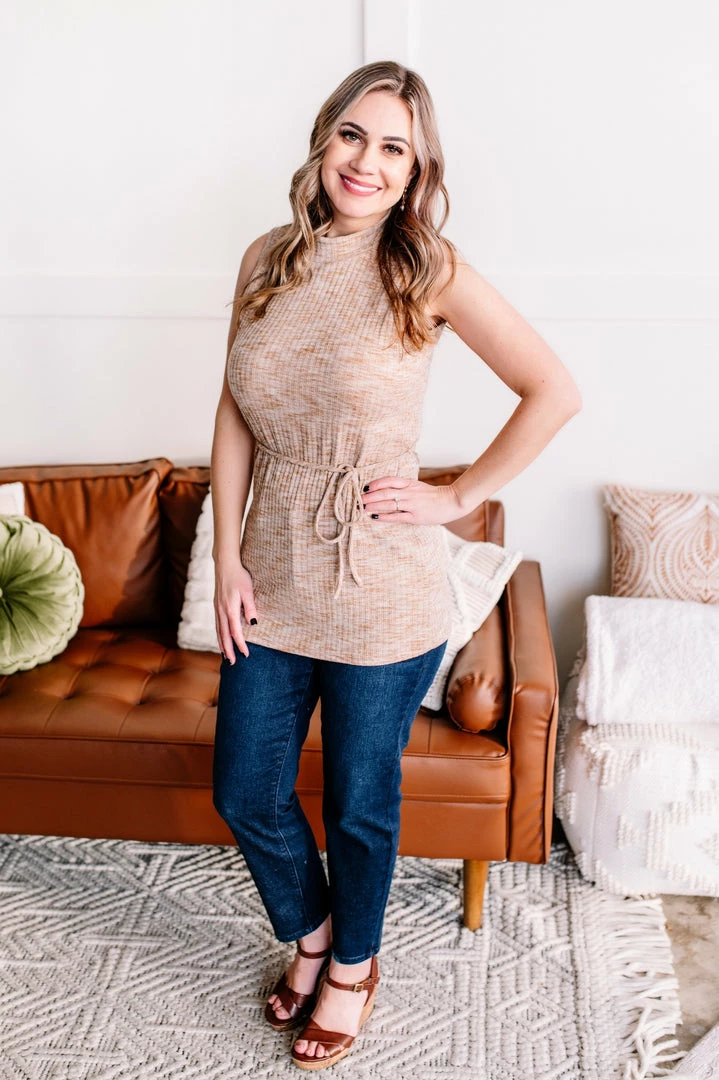 No Ship Drop Ship Say It With Style Mock Neck Top In Caramel (GHG-S) 1 No Ship Drop Ship Say It With Style Mock Neck Top In Caramel (GHG-S)