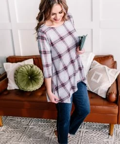 No Ship Drop Ship Apparel Don't Be Such A Square Plaid Print Asymmetrical Top 18 No Ship Drop Ship Apparel Don't Be Such A Square Plaid Print Asymmetrical Top