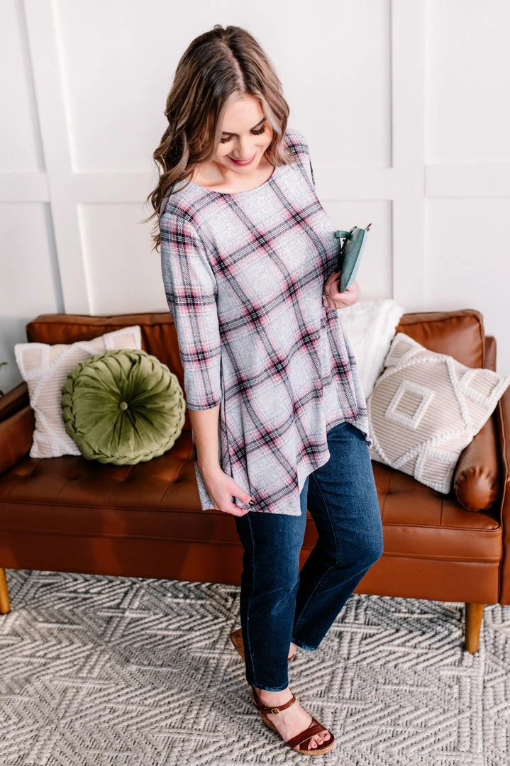 No Ship Drop Ship Apparel Don't Be Such A Square Plaid Print Asymmetrical Top 8 No Ship Drop Ship Apparel Don't Be Such A Square Plaid Print Asymmetrical Top