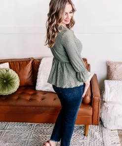 No Ship Drop Ship GHG- Shop Singles Eye Can See Clearly Now Vintage Eyelet Top In Olive (GHG - S, 1XL) 24 No Ship Drop Ship GHG- Shop Singles Eye Can See Clearly Now Vintage Eyelet Top In Olive (GHG - S, 1XL)