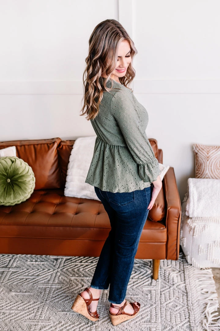 No Ship Drop Ship GHG- Shop Singles Eye Can See Clearly Now Vintage Eyelet Top In Olive (GHG - S, 1XL) 10 No Ship Drop Ship GHG- Shop Singles Eye Can See Clearly Now Vintage Eyelet Top In Olive (GHG - S, 1XL)