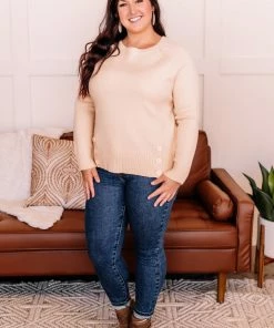 No Ship Drop Ship Take A Knit Sweater With Button Detail In Cream 14 No Ship Drop Ship Take A Knit Sweater With Button Detail In Cream