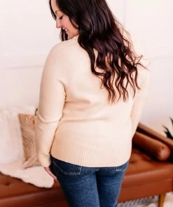 No Ship Drop Ship Take A Knit Sweater With Button Detail In Cream 21 No Ship Drop Ship Take A Knit Sweater With Button Detail In Cream