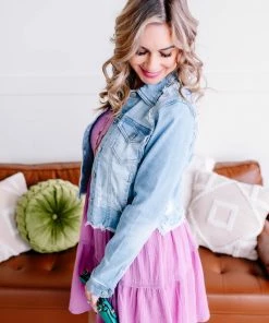 No Ship Drop Ship Call Me Old School Baby Vintage Denim Jacket By Risen (GHG-S)