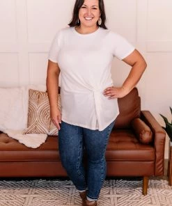 No Ship Drop Ship In A Bind Twist Front Top In Cream 15 No Ship Drop Ship In A Bind Twist Front Top In Cream