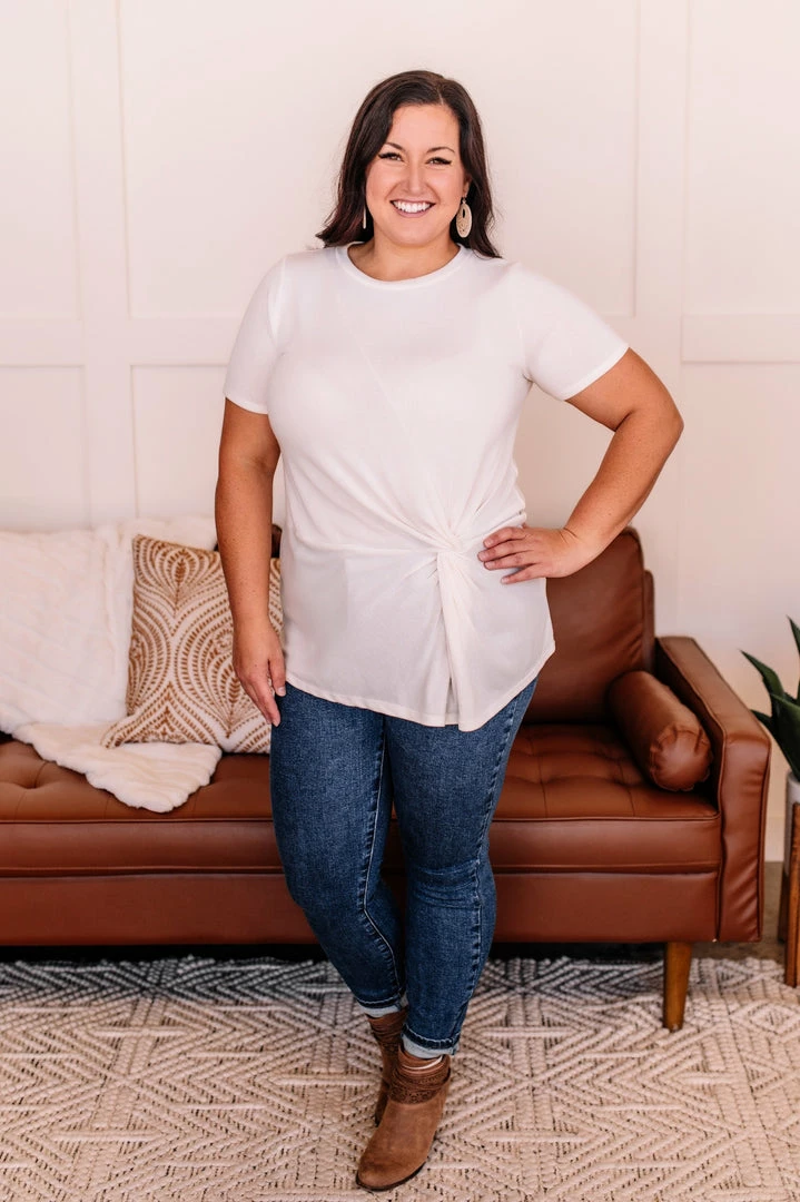 No Ship Drop Ship In A Bind Twist Front Top In Cream 4 No Ship Drop Ship In A Bind Twist Front Top In Cream