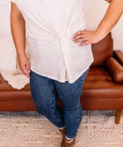 No Ship Drop Ship In A Bind Twist Front Top In Cream 20 No Ship Drop Ship In A Bind Twist Front Top In Cream