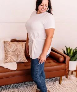 No Ship Drop Ship In A Bind Twist Front Top In Cream 23 No Ship Drop Ship In A Bind Twist Front Top In Cream