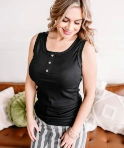 No Ship Drop Ship Come A Little Closer Sleeveless Top In Black (GHG-M)