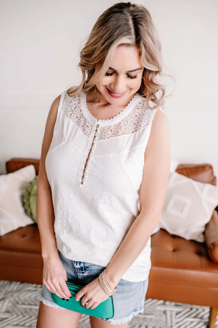 No Ship Drop Ship Stay Cool Lace Button Tank Top Apparel 1 No Ship Drop Ship Stay Cool Lace Button Tank Top Apparel