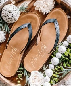 No Ship Drop Ship Black Sandstone Blowfish Flip Flop Apparel