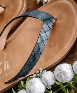 No Ship Drop Ship Black Sandstone Blowfish Flip Flop Apparel