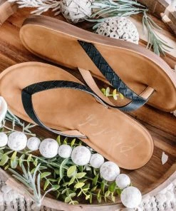 No Ship Drop Ship Black Sandstone Blowfish Flip Flop Apparel