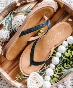 No Ship Drop Ship Black Sandstone Blowfish Flip Flop Apparel