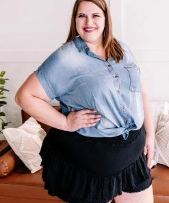 No Ship Drop Ship Wearing On Me Denim Short Sleeve Top (GHG-S) GHG- Shop Singles