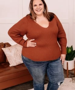 No Ship Drop Ship I'll Huff And I'll Puff Sweater In Copper Apparel