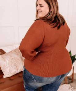 No Ship Drop Ship I'll Huff And I'll Puff Sweater In Copper Apparel