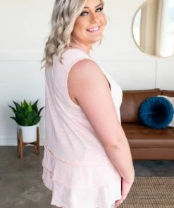 No Ship Drop Ship Apparel Lay It On Thick Sleeveless Top In Ballerina Pink