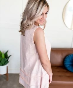 No Ship Drop Ship Apparel Lay It On Thick Sleeveless Top In Ballerina Pink