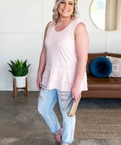 No Ship Drop Ship Apparel Lay It On Thick Sleeveless Top In Ballerina Pink