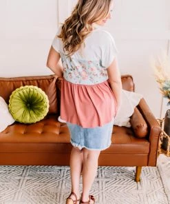 No Ship Drop Ship Apparel Always Be My Babydoll In Blue And Mauve Floral