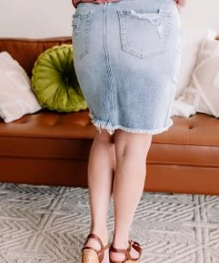 No Ship Drop Ship Blue Jean Baby, LA Lady Risen Denim Skirt (GHG-S) 15 No Ship Drop Ship Blue Jean Baby, LA Lady Risen Denim Skirt (GHG-S)