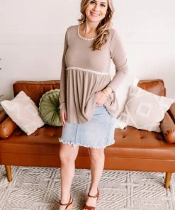 No Ship Drop Ship Soft Edges Crochet Knit Trim Top In Sand Apparel