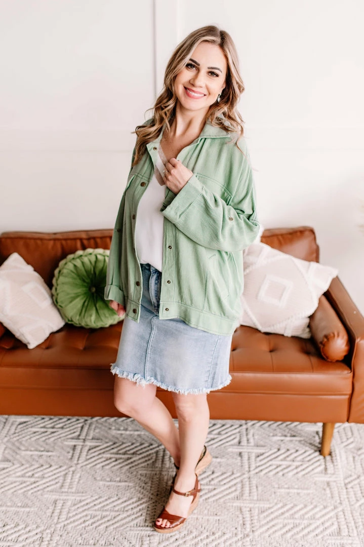 No Ship Drop Ship Apparel Slip The Collar Button Up Jacket In Sage 5 No Ship Drop Ship Apparel Slip The Collar Button Up Jacket In Sage