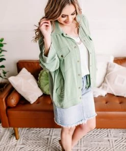 No Ship Drop Ship Apparel Slip The Collar Button Up Jacket In Sage 20 No Ship Drop Ship Apparel Slip The Collar Button Up Jacket In Sage