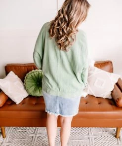 No Ship Drop Ship Slip The Collar Button Up Jacket In Sage (GHG-S) GHG- Shop Singles