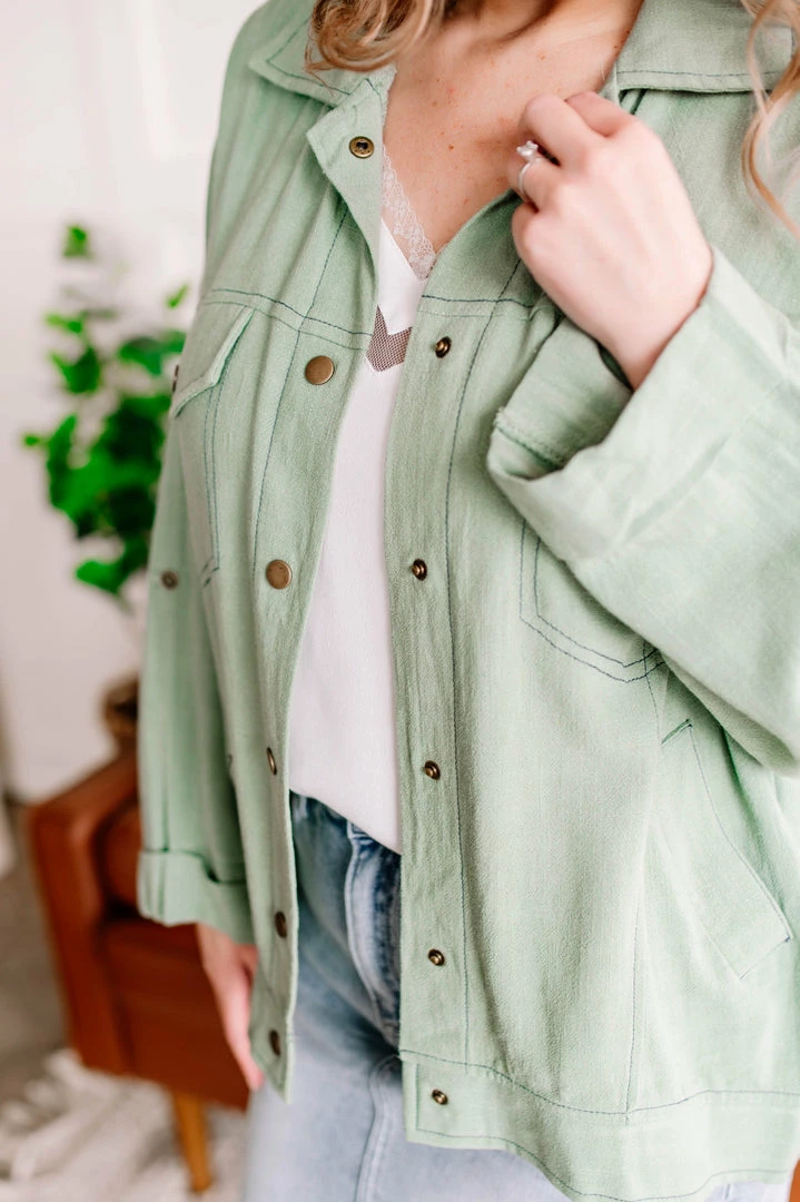 No Ship Drop Ship Apparel Slip The Collar Button Up Jacket In Sage 2 No Ship Drop Ship Apparel Slip The Collar Button Up Jacket In Sage