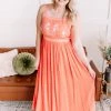 No Ship Drop Ship Setting Sun Dreamsicle Embroidered Dress (GHG-S)