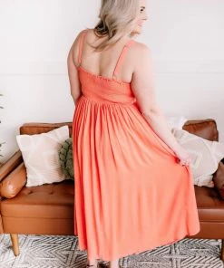 No Ship Drop Ship Setting Sun Dreamsicle Embroidered Dress (GHG-S)