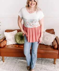 No Ship Drop Ship Apparel Always Be My Babydoll In Blue And Mauve Floral