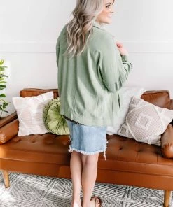 No Ship Drop Ship Apparel Slip The Collar Button Up Jacket In Sage 26 No Ship Drop Ship Apparel Slip The Collar Button Up Jacket In Sage