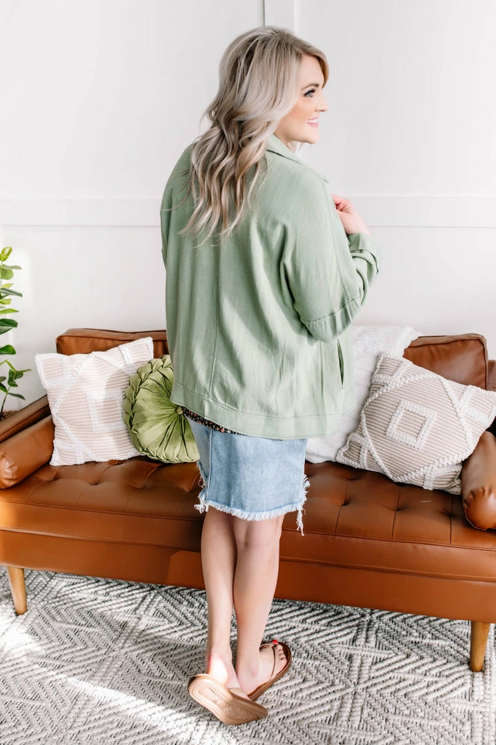 No Ship Drop Ship Apparel Slip The Collar Button Up Jacket In Sage 12 No Ship Drop Ship Apparel Slip The Collar Button Up Jacket In Sage