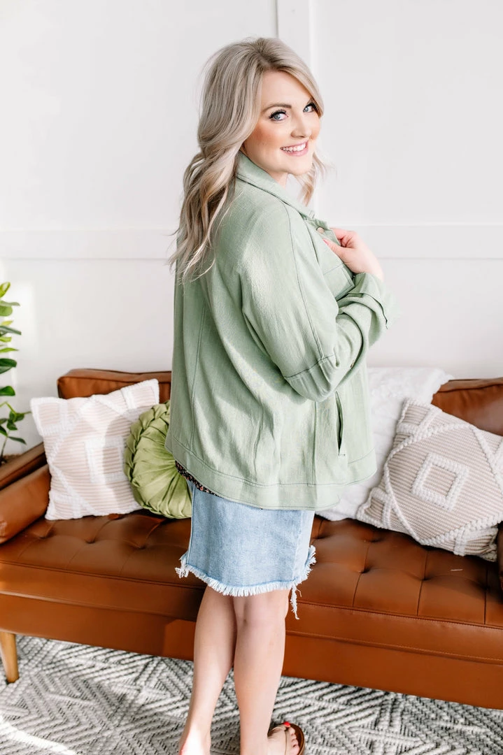 No Ship Drop Ship Apparel Slip The Collar Button Up Jacket In Sage 14 No Ship Drop Ship Apparel Slip The Collar Button Up Jacket In Sage