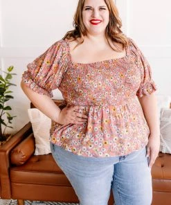 No Ship Drop Ship Apparel Flower Child Floral Smocked Blouse