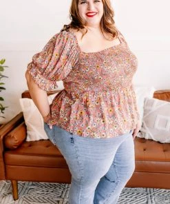 No Ship Drop Ship Apparel Flower Child Floral Smocked Blouse 17 No Ship Drop Ship Apparel Flower Child Floral Smocked Blouse