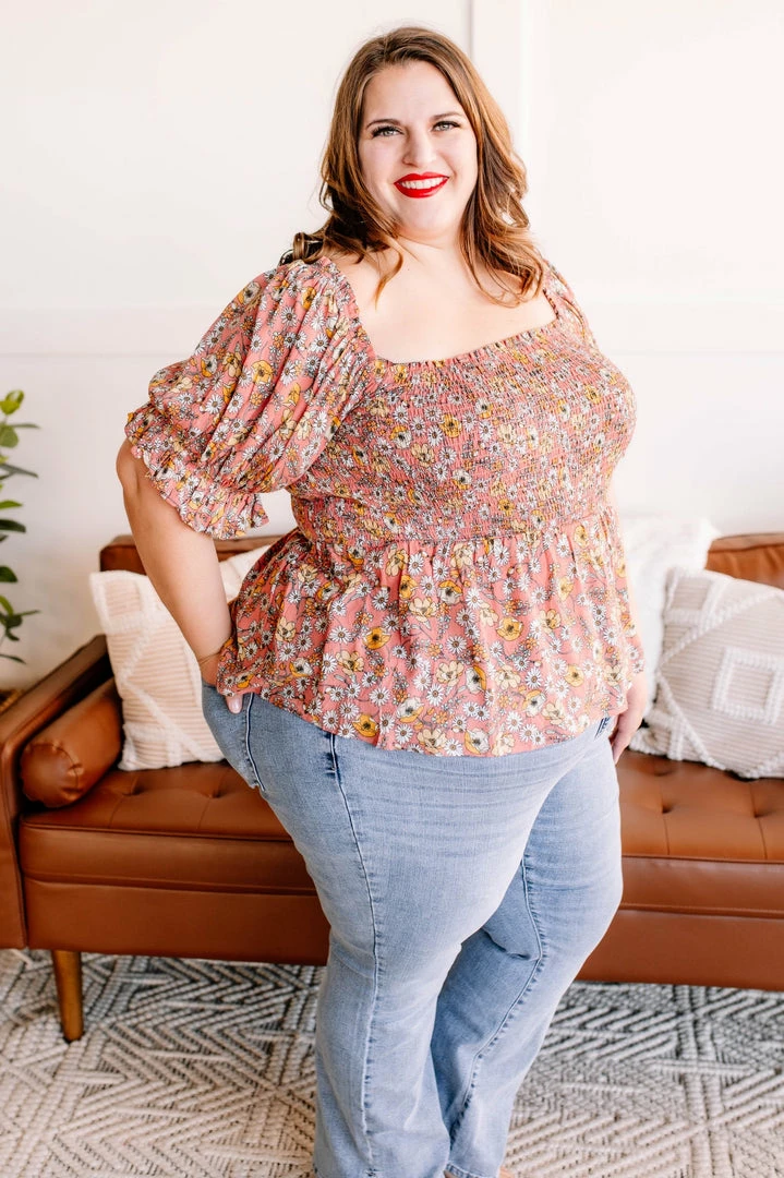 No Ship Drop Ship Apparel Flower Child Floral Smocked Blouse 7 No Ship Drop Ship Apparel Flower Child Floral Smocked Blouse